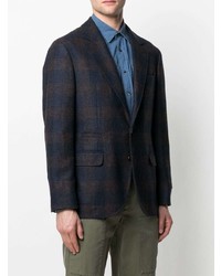 Blazer en laine écossais bleu marine Brunello Cucinelli