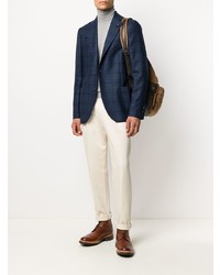 Blazer en laine écossais bleu marine Lardini