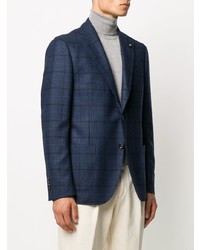 Blazer en laine écossais bleu marine Lardini