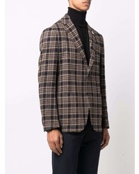 Blazer en laine écossais marron foncé Lardini