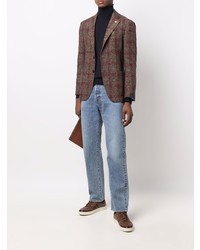 Blazer en laine écossais marron foncé Lardini