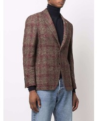 Blazer en laine écossais marron foncé Lardini