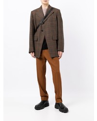 Blazer en laine écossais marron foncé Wooyoungmi