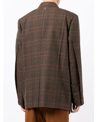 Blazer en laine écossais marron foncé Wooyoungmi