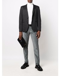 Blazer en laine en pied-de-poule gris foncé Tonello