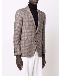 Blazer en laine en pied-de-poule marron Lardini