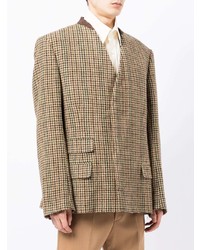 Blazer en laine en pied-de-poule marron Maison Margiela