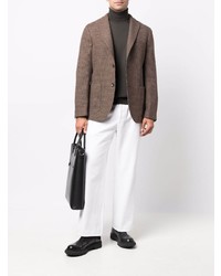 Blazer en laine en pied-de-poule marron Boglioli