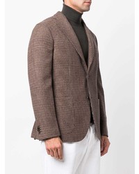 Blazer en laine en pied-de-poule marron Boglioli