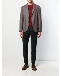 Blazer en laine en pied-de-poule marron Dell'oglio