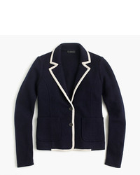 Blazer en laine en tricot bleu marine