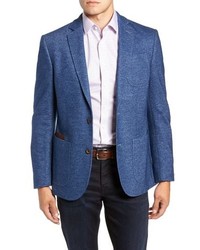 Blazer en laine en tricot bleu