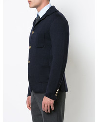 Blazer en laine en tricot gris foncé Thom Browne