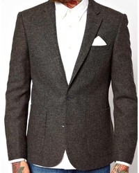 Blazer en laine gris foncé Asos