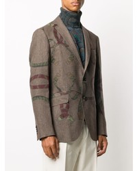 Blazer en laine imprimé marron Etro