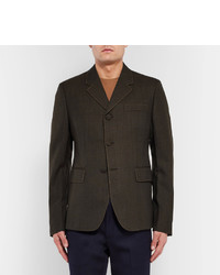 Blazer en laine marron foncé Prada