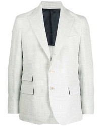 Blazer en lin à carreaux blanc