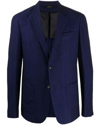 Blazer en lin à chevrons bleu marine