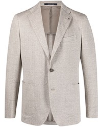 Blazer en lin à motif zigzag beige