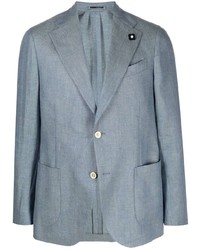 Blazer en lin à motif zigzag bleu clair