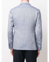 Blazer en lin à motif zigzag bleu clair Tagliatore