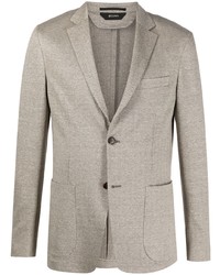 Blazer en lin à motif zigzag gris