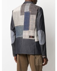 Blazer en lin à patchwork bleu marine Junya Watanabe