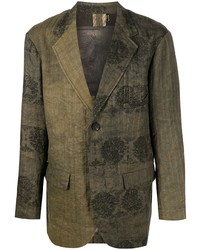 Blazer en lin à patchwork olive