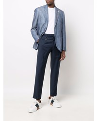 Blazer en lin à rayures verticales bleu clair Lardini