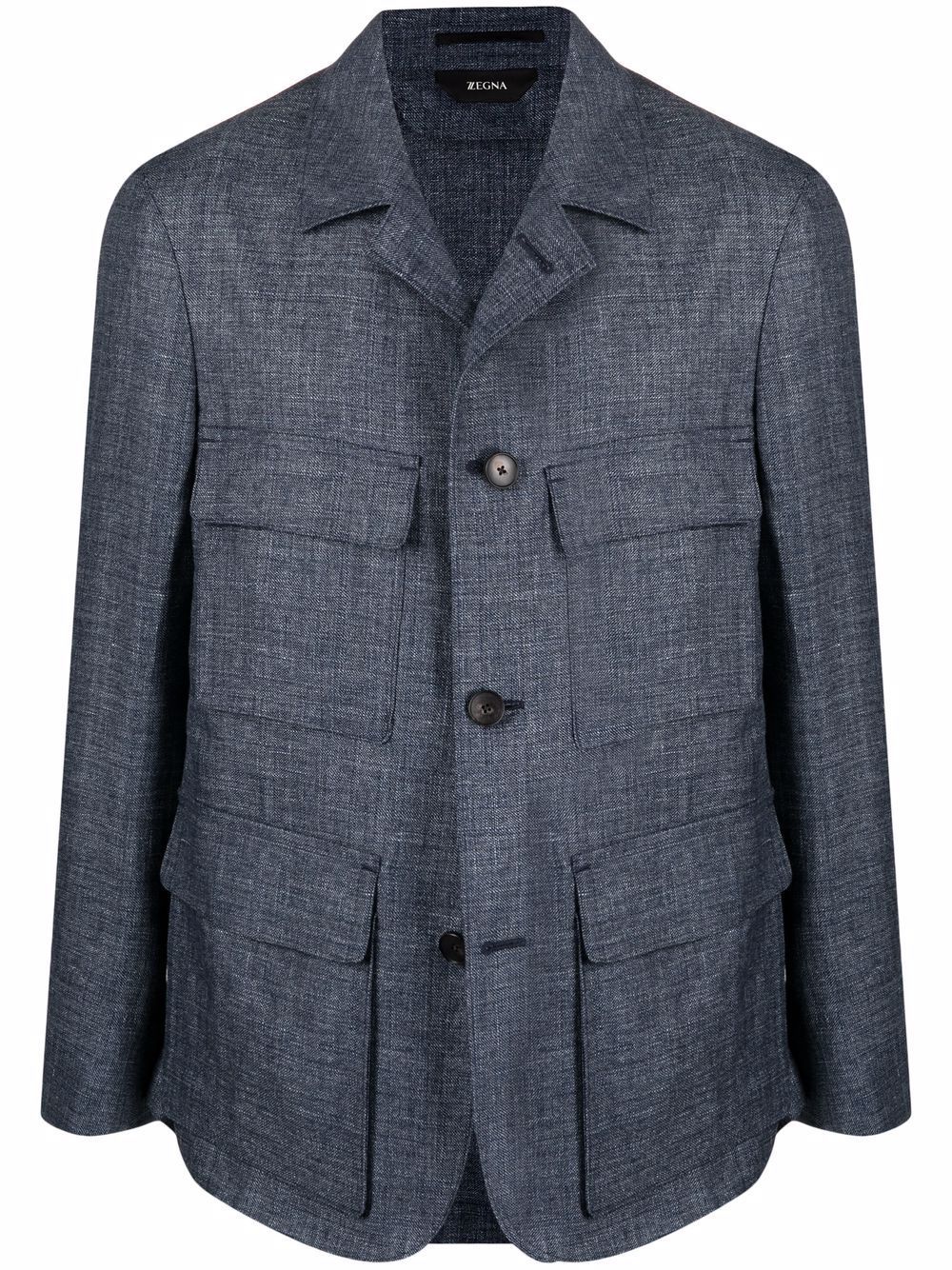 Blazer En Lin Bleu Marine Ermenegildo Zegna 577 Farfetch