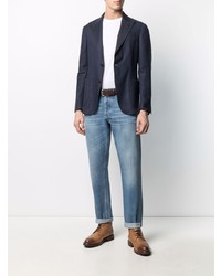 Blazer en lin bleu marine Lardini