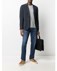 Blazer en lin bleu marine Z Zegna