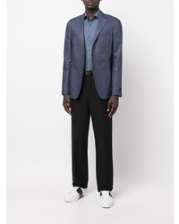 Blazer en lin bleu marine Zegna