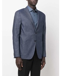 Blazer en lin bleu marine Zegna