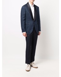 Blazer en lin bleu marine Brunello Cucinelli