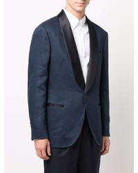 Blazer en lin bleu marine Brunello Cucinelli