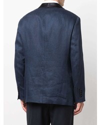 Blazer en lin bleu marine Brunello Cucinelli