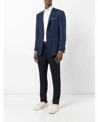 Blazer en lin bleu marine Canali