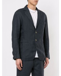 Blazer en lin bleu marine Venroy