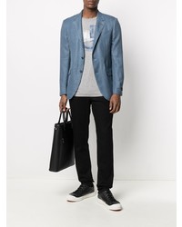 Blazer en lin bleu Z Zegna