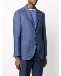 Blazer en lin bleu Brunello Cucinelli