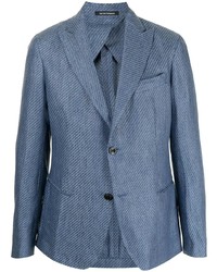 Blazer en lin brodé bleu