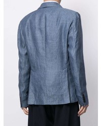 Blazer en lin brodé bleu Emporio Armani