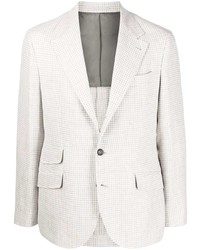 Blazer en lin en pied-de-poule blanc