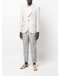 Blazer en lin en pied-de-poule blanc Brunello Cucinelli