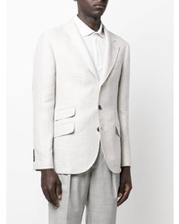 Blazer en lin en pied-de-poule blanc Brunello Cucinelli