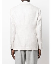 Blazer en lin en pied-de-poule blanc Brunello Cucinelli