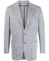 Blazer en lin en pied-de-poule bleu clair