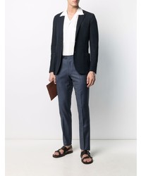 Blazer en lin en pied-de-poule bleu marine Lardini