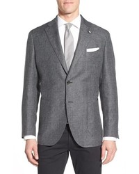 Blazer en lin en pied-de-poule gris foncé